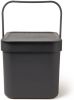 Brabantia Sort & Go Afvalemmer 6 Liter Dark Grey online kopen