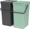Brabantia Sort & Go Inbouwemmer 2 X 16 Liter Jade Green En Dark Grey online kopen