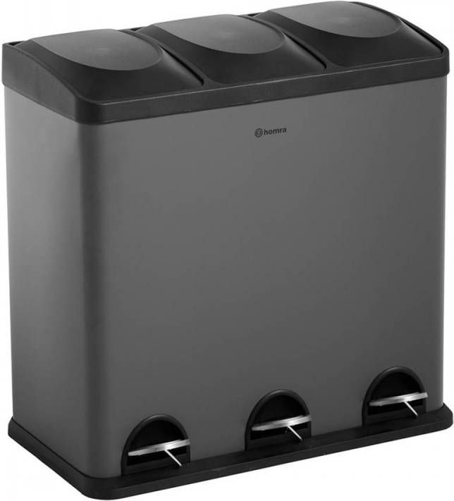 KITCHEN MOVE MAJOR afvalemmer met pedaal, grote capaciteit, 60 l (2 x 30 l), roestvrij staal, wit