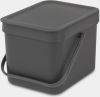 Brabantia Sort & Go Afvalemmer 6 Liter Dark Grey online kopen