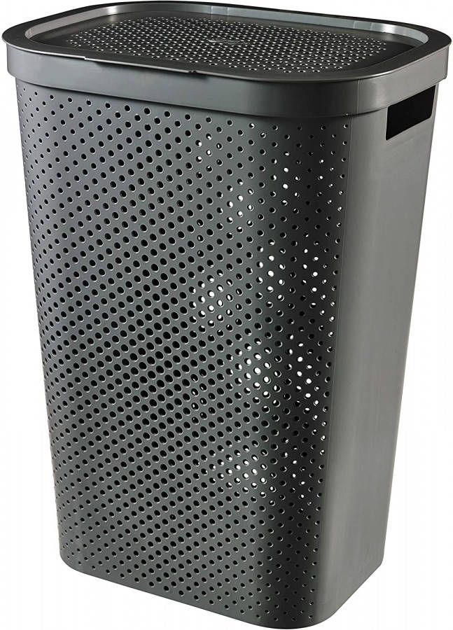 Curver Infinity Dots Wasbox Recycled 60 Liter Antraciet 44x35x60cm online kopen