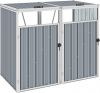 VidaXL Afvalbakberging dubbel 143x81x121 cm staal grijs online kopen