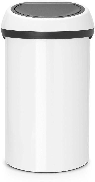 prijs Familielid leef ermee Brabantia Touch Bin Afvalemmer 60 Liter White - Prullenbakwebshop.nl