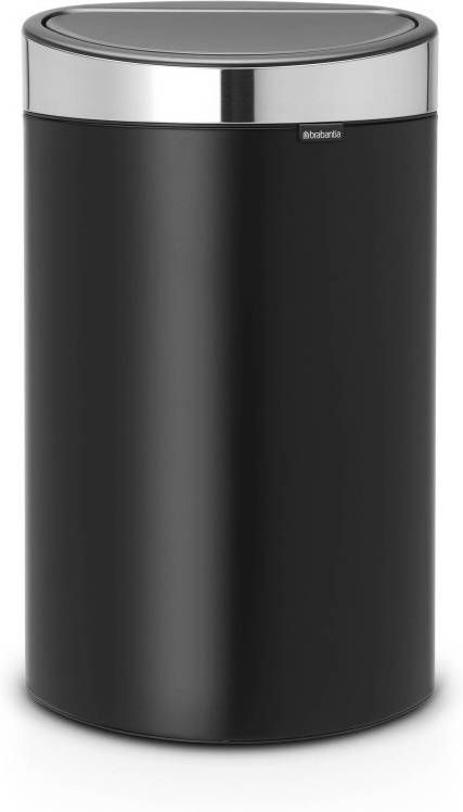 Brabantia Touch Bin Afvalemmer 40 Liter Met Kunststof Binnenemmer Matt Black/Matt Steel Fingerprint Proof online kopen